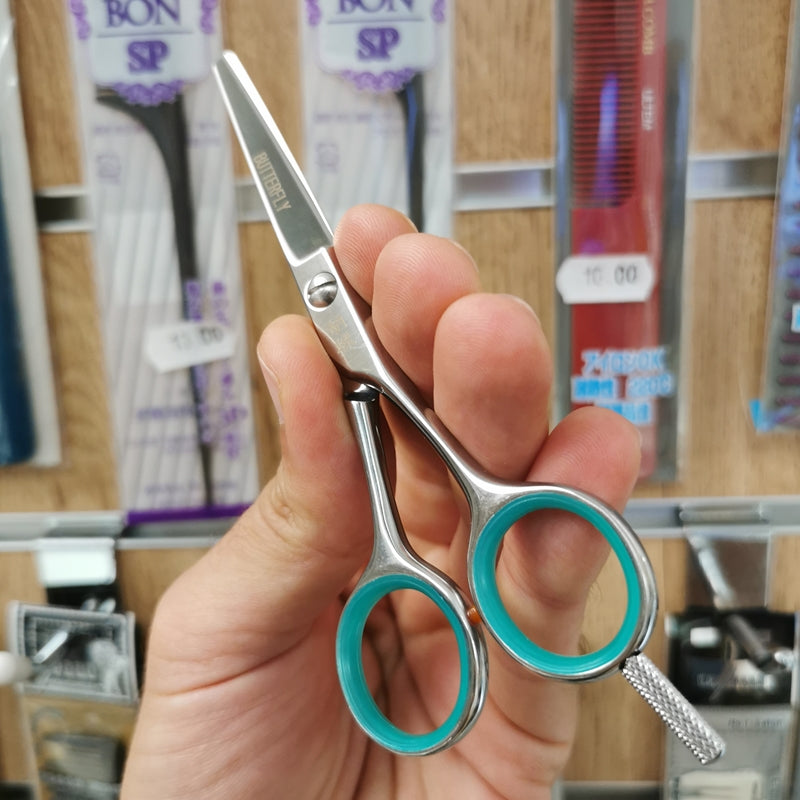 Forbici Giapponesi Professionali Tohri Butterfly Special Mikado S.r.l. particolare impugnatura con anelli di riduzione verdi