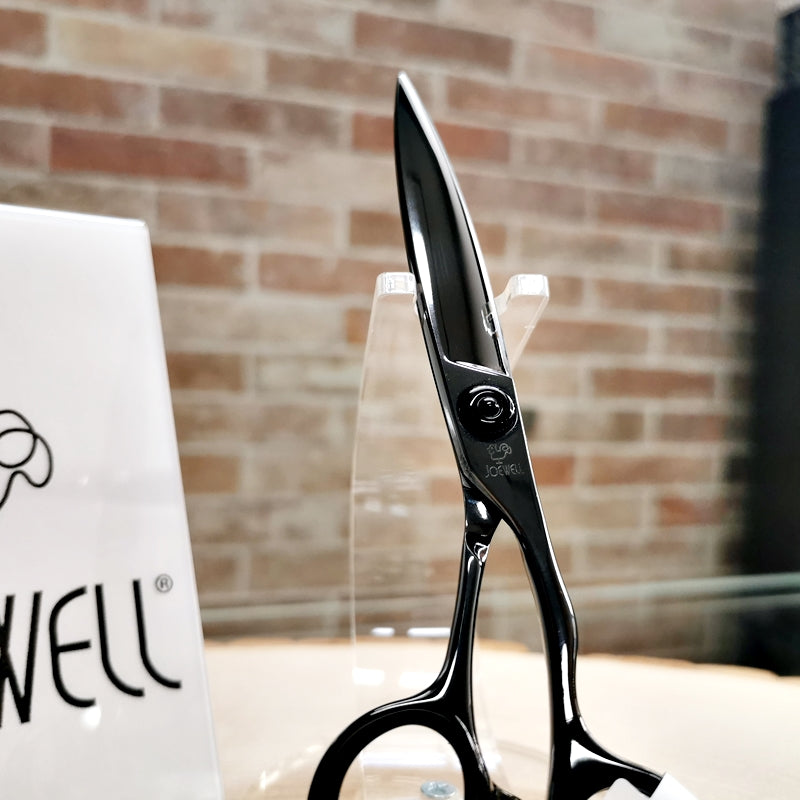 Forbici Professionali Giapponesi Joewell JDB-BT Mikado S.r.l. per parrucchieri e barbieri vite regolabile e ingrandimento lama curva a foglia di bamboo