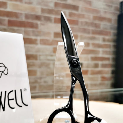 Forbici Professionali Giapponesi Joewell JDB-BT  Mikado S.r.l. per parrucchieri e barbieri vite regolabile e ingrandimento lama curva a foglia di bamboo